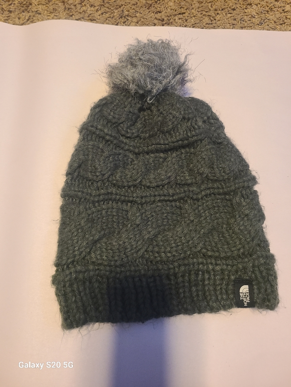 The North Face Dark Gray Cable Knit Pom Beanie